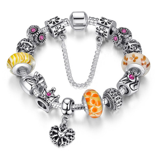 ELLA CLASSIC Yellow/Orange Silver Charm Bracelet