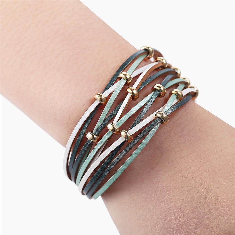 YRA CLASSIC Green Layered Charm Bracelet